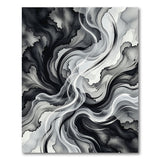 Black White Ink Swirl Abstract Area Rug