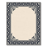 Beige and Neutral Ornate Black Floral Border Area Rug