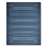 Indigo Blue Textured Stripe Geometric Rug