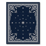Starry Navy Area Rug with Ornate Floral Border