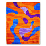 Vibrant Abstract Wave Area Rug in Orange Blue Purple