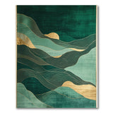 Green Gold Abstract Wave Landscape Rug
