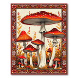 Vibrant Red Mushroom Forest Area Rug