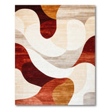 ODIKA Washable Mid-Century Modern Abstract Area Rug - Low Pile Non-Slip Carpet