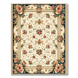 Ivory Peony Floral Persian Area Rug