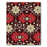 Red Red Poinsettia Floral Vintage Area Rug