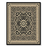 Ornate Black Beige Traditional Persian Area Rug