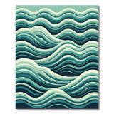Blue and Teal Teal Blue Cascading Waves Area Rug