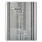 Black and White Black White Geometric Line Area Rug