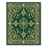 Ornate Emerald Green Gold Border Rug