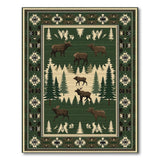 Green Moose Forest Southwestern Area Rug