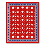 ODIKA Americana Stars Washable Area Rug - Red White Blue Low Pile Non-Slip Carpet