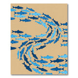 Swirling Blue Fish School Area Rug