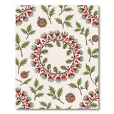 Festive Holly Berry Wreath Pattern Area Rug