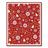Festive Red Jingle Bells Snowflakes Area Rug
