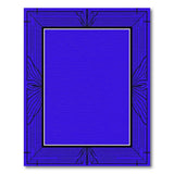 Vibrant Blue Art Deco Geometric Border Rug
