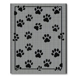 Grey Dog Paw Print Area Rug