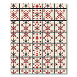 Red Black Star Grid Area Rug