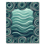 Teal Circles Waves Geometric Area Rug
