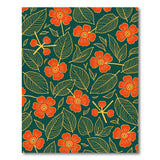 Vibrant Orange Hibiscus Floral Area Rug
