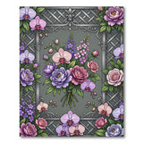 Ornate Purple Orchid Peony Bouquet Trellis Rug