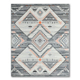 Grey Grey Orange Geometric Southwestern Area Rug