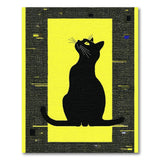 Black Cat Silhouette on Vibrant Yellow Area Rug