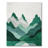 Layered Green Peaks Mountain Rug