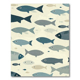 Blue and Teal Stylized Blue Fish Coastal Area Rug