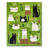 Playful Green Cats Cartoon Area Rug