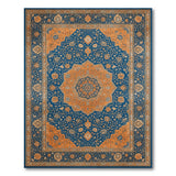 Blue and Orange Persian Medallion Area Rug