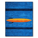 Orange Surfboard Coastal Blue Area Rug