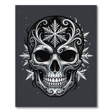 Black White Skull Snowflake Washable Area Rug