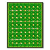Emerald Green Gold Starburst Grid Area Rug