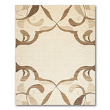 Beige Brown Swirl Floral Area Rug