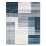 Modern Navy Blue Grey Geometric Area Rug