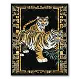 Black Gold Dual Tiger Oriental Area Rug