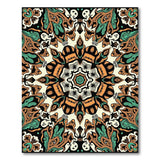 Ornate Teal Orange Mandala Area Rug