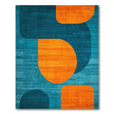 ODIKA Abstract Geometric Orange and Teal Washable Low Pile Area Rug