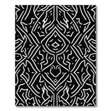 Intricate Black White Tribal Line Art Area Rug