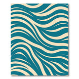Teal and Beige Wavy Abstract Area Rug