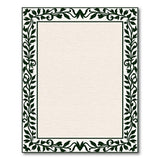 Green Ornate Green Floral Vine Border Area Rug