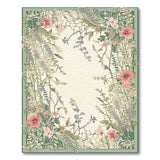 Green Border Pink Hibiscus Floral Area Rug