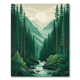 Serene Pine Forest Valley River Area Rug