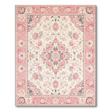 Cream Pink Floral Persian Area Rug
