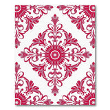 Red Red Ornate Floral Damask Area Rug