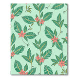 Mint Green Leaf Pink Hibiscus Pattern Area Rug