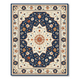 Navy Blue and Teal Navy Blue Traditional Persian Floral Rug