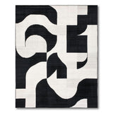 Black and White Black White Curved Geometric Area Rug