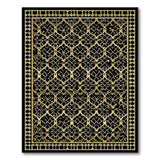 Black Gold Geometric Trellis Area Rug